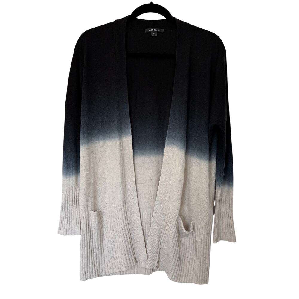 Acrobat (XS) Silk Cashmere Ombré Long Cardigan Black Grey Quiet Luxury